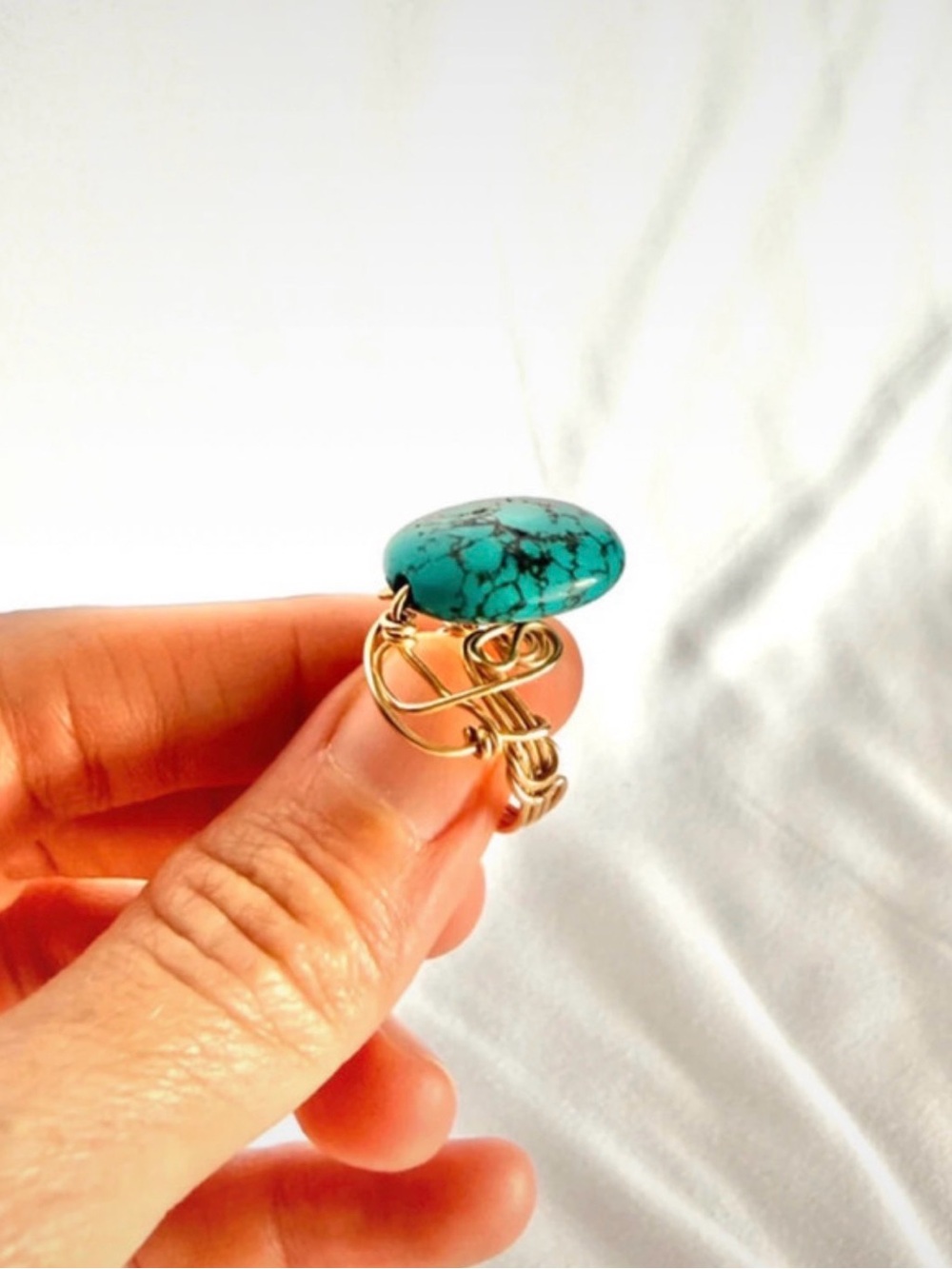Real Turquoise Stone Ring Sz 6 Women Jewelry